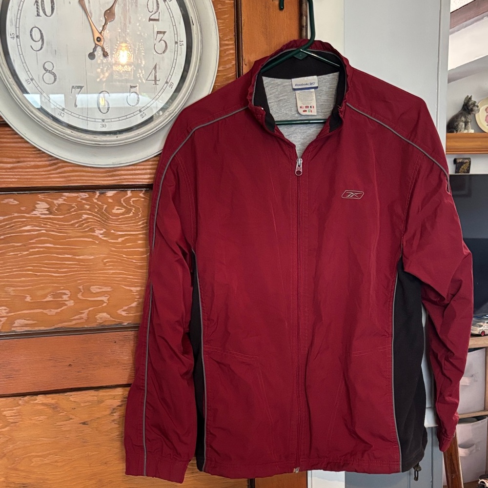 Reebok Men's Burgundy and Black Windbreaker